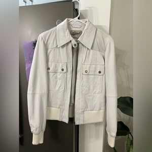 Y2K faux white leather jacket